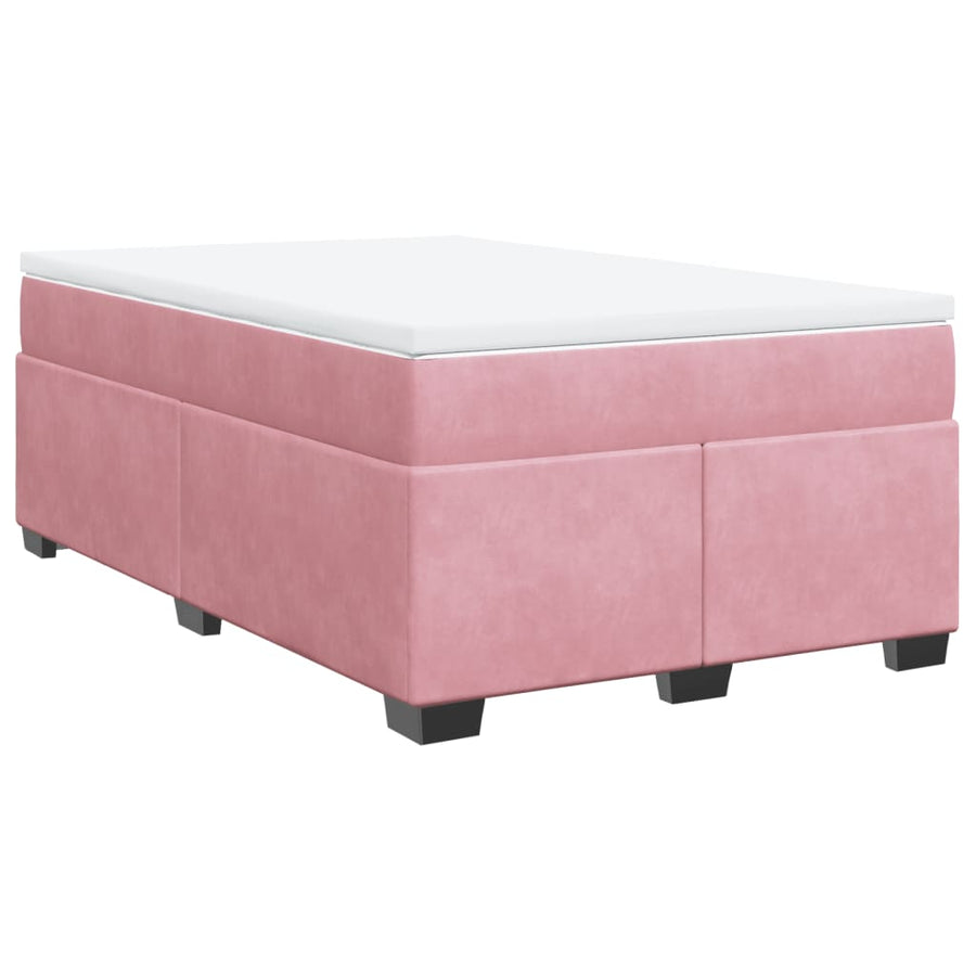 Boxspring met matras fluweel roze 120x190 cm