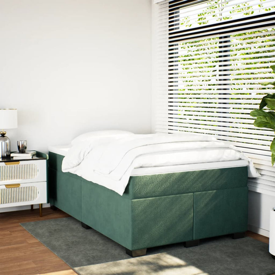 Boxspring met matras fluweel donkergroen 120x200 cm