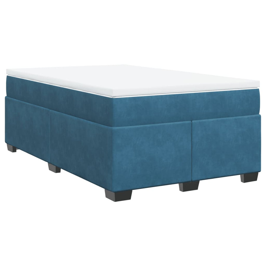 Boxspring met matras fluweel donkerblauw 120x200 cm
