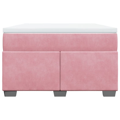 Boxspring met matras fluweel roze 120x200 cm
