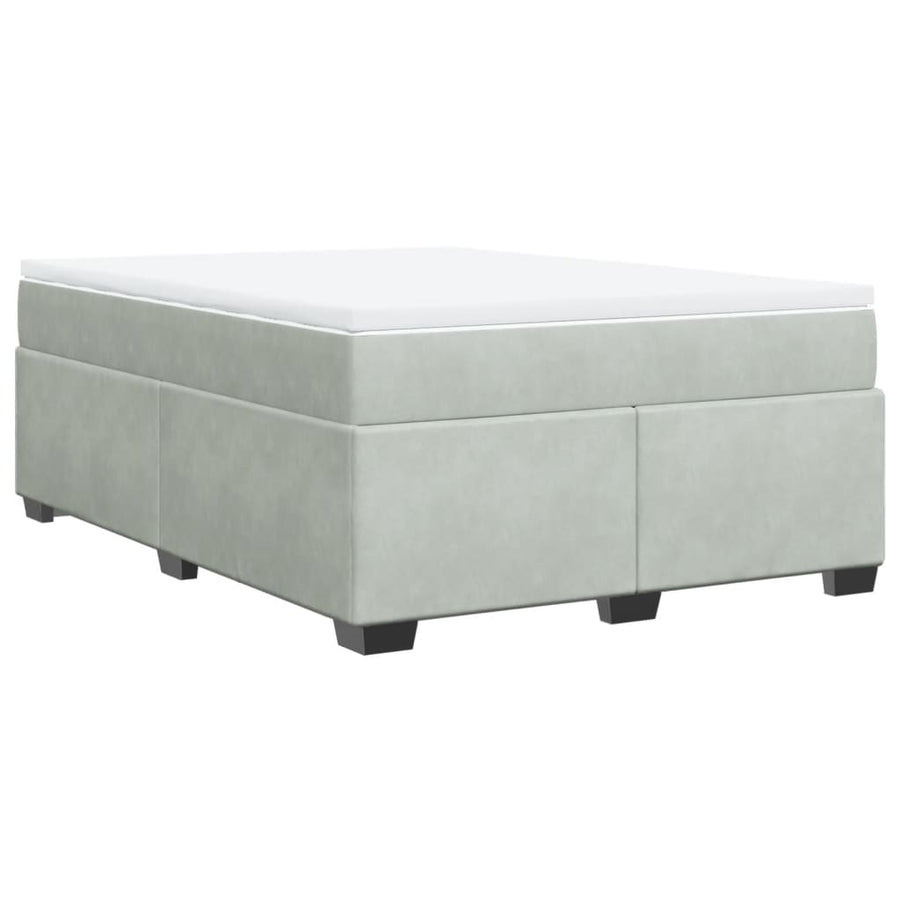 Boxspring met matras fluweel lichtgrijs 140x190 cm