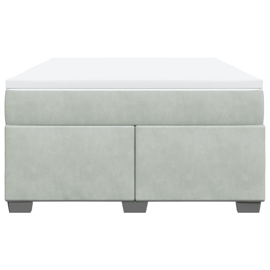 Boxspring met matras fluweel lichtgrijs 140x190 cm