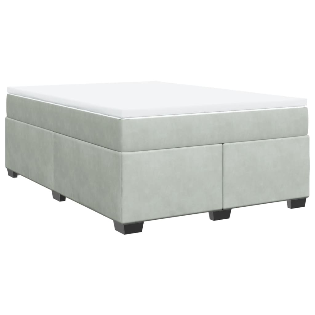 Boxspring met matras fluweel lichtgrijs 140x190 cm