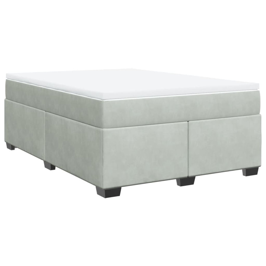 Boxspring met matras fluweel lichtgrijs 140x190 cm