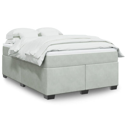 Boxspring met matras fluweel lichtgrijs 140x190 cm
