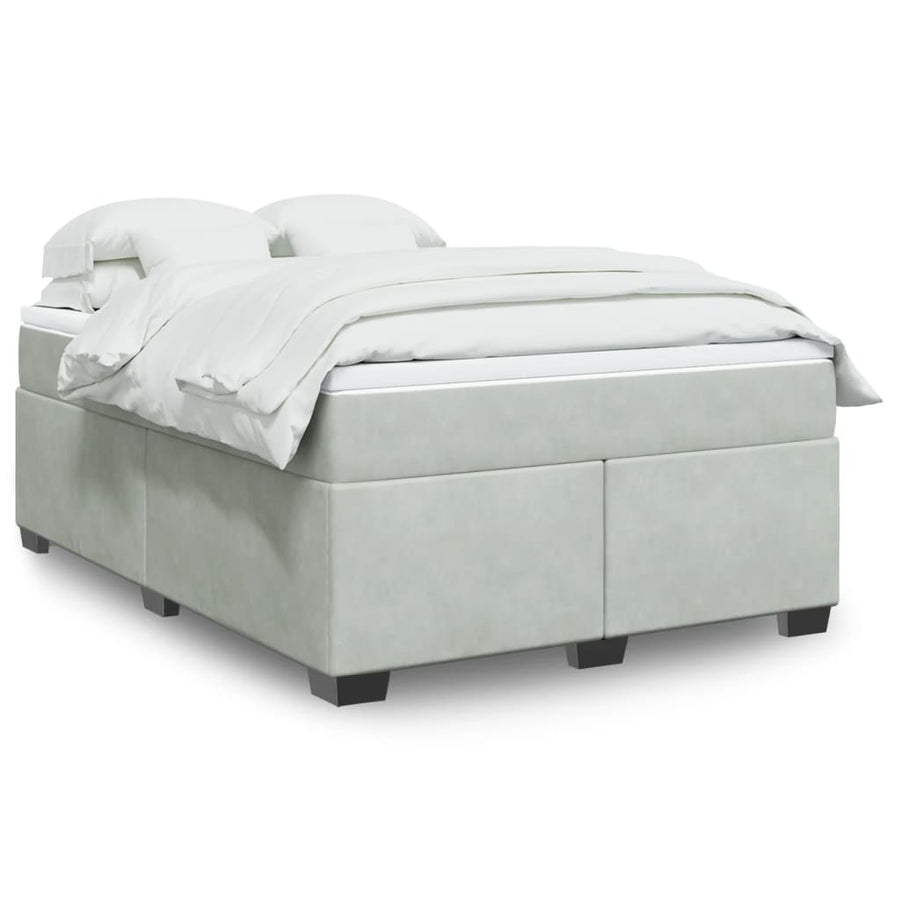 Boxspring met matras fluweel lichtgrijs 140x190 cm