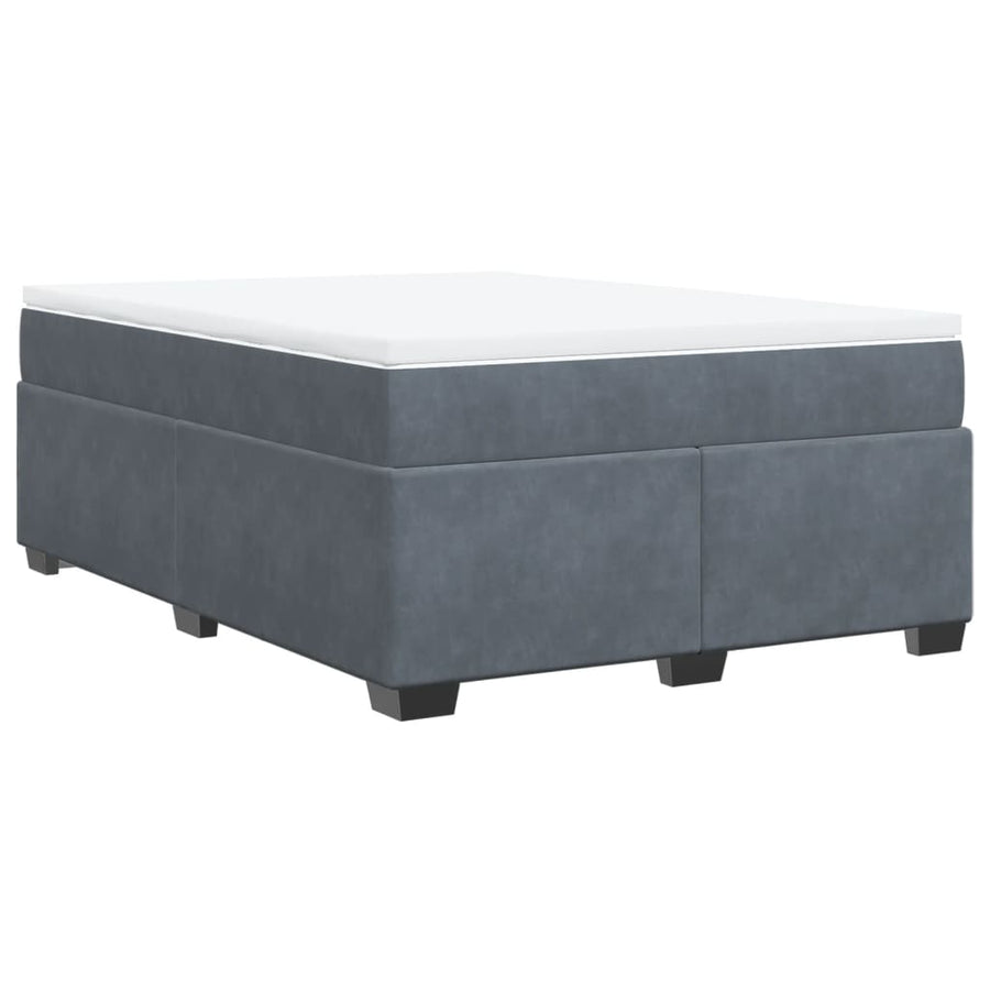 Boxspring met matras fluweel donkergrijs 140x190 cm