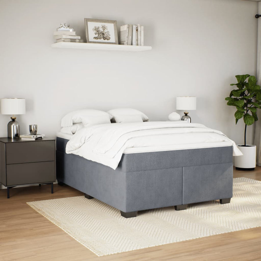 Boxspring met matras fluweel donkergrijs 140x190 cm