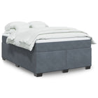 Boxspring 140x190 cm donkergrijs fluweel