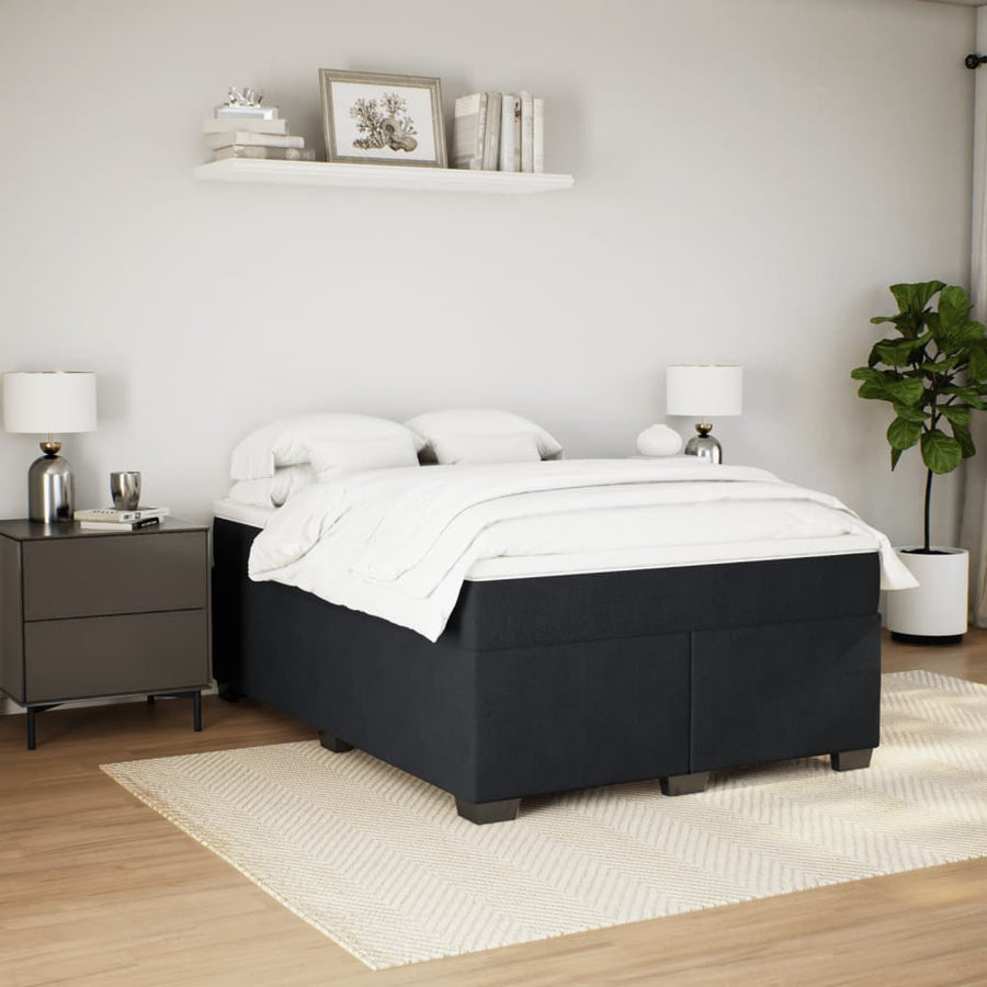 Boxspring met matras fluweel zwart 140x190 cm