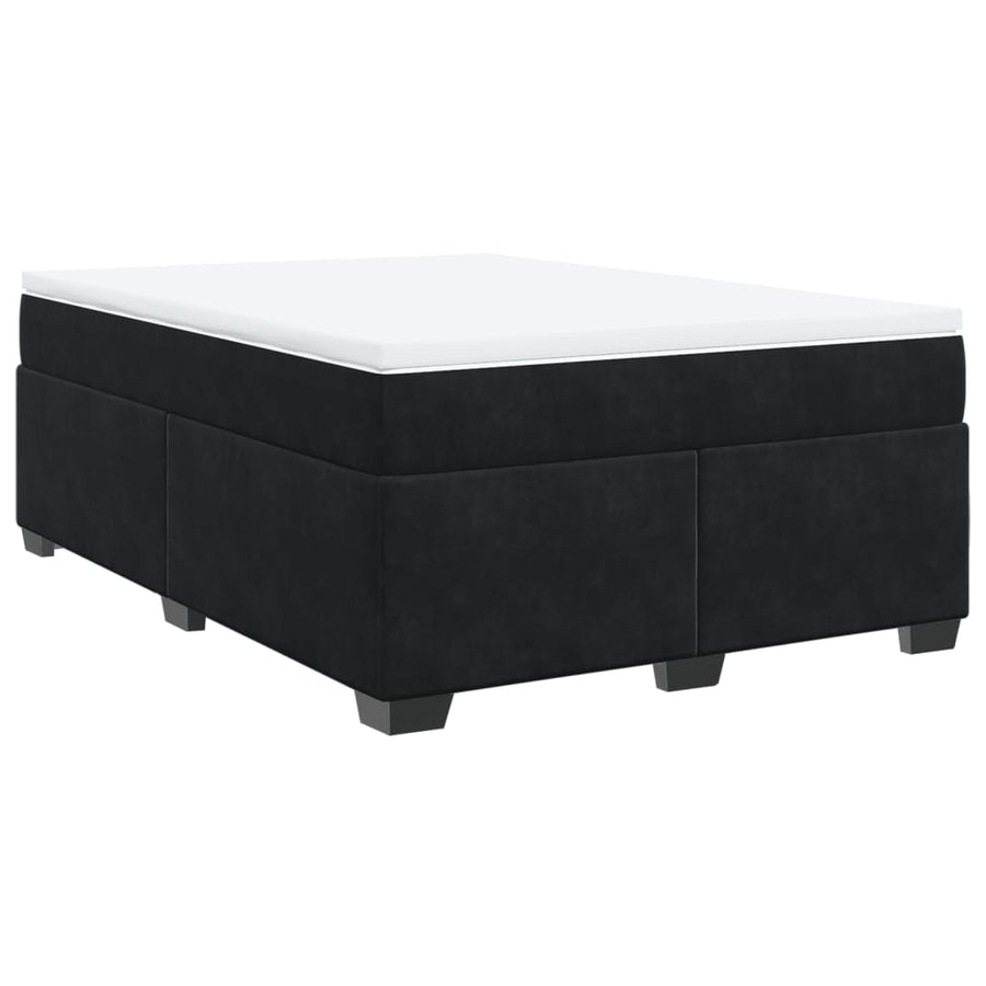 Boxspring met matras fluweel zwart 140x190 cm