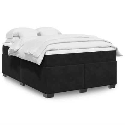 Boxspring met matras fluweel zwart 140x190 cm