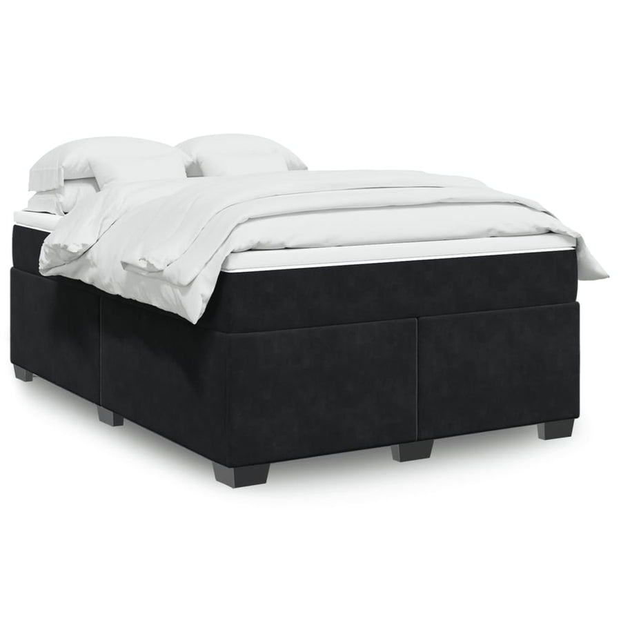 Boxspring met matras fluweel zwart 140x190 cm