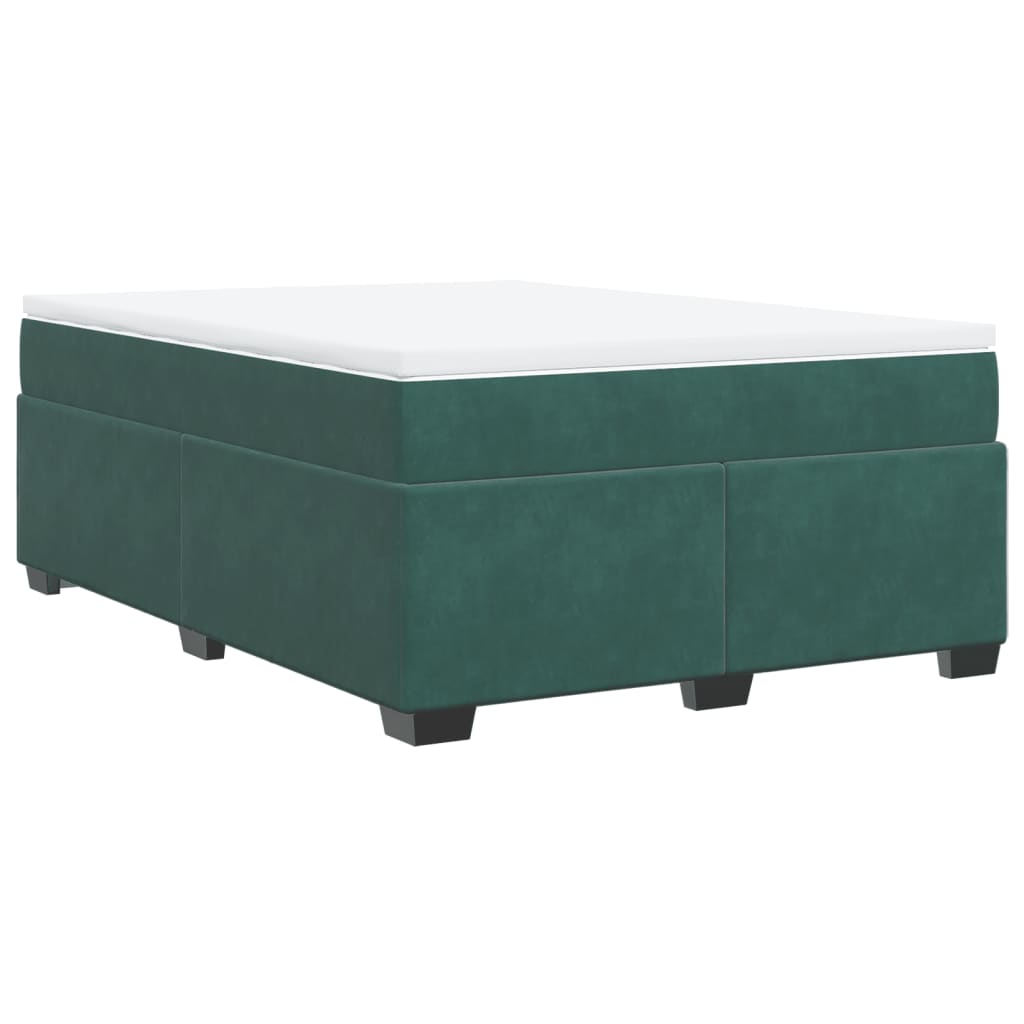 Boxspring met matras fluweel donkergroen 140x190 cm