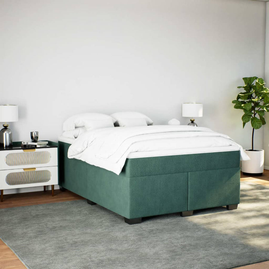Boxspring met matras fluweel donkergroen 140x190 cm