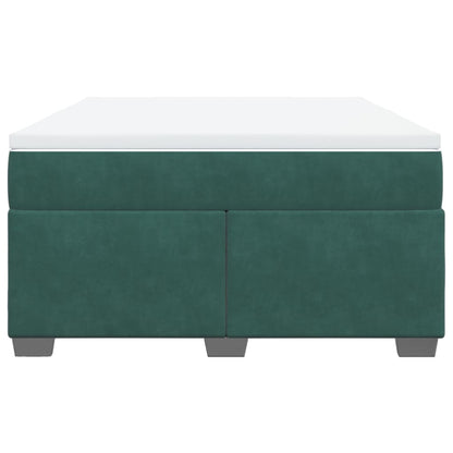 Boxspring met matras fluweel donkergroen 140x190 cm