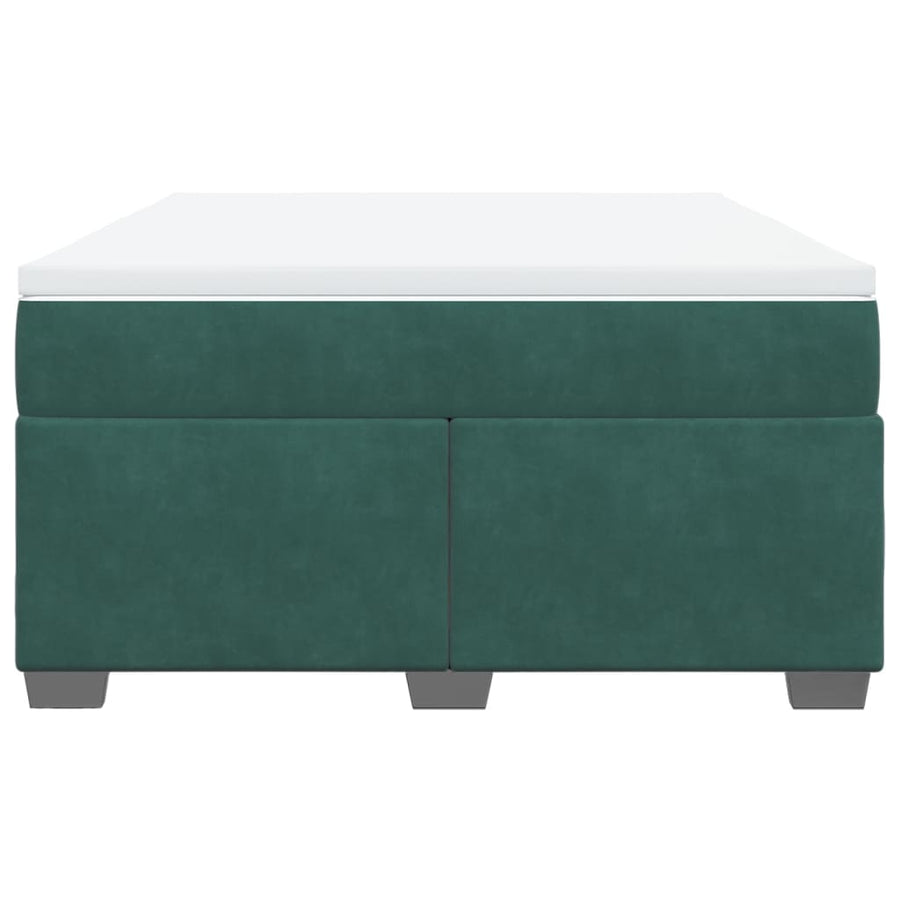 Boxspring met matras fluweel donkergroen 140x190 cm