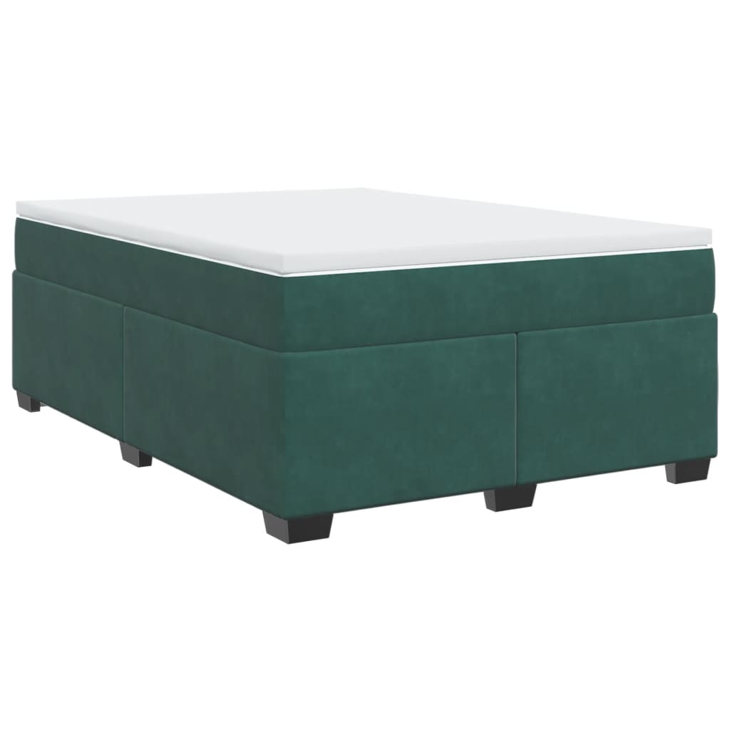 Boxspring met matras fluweel donkergroen 140x190 cm