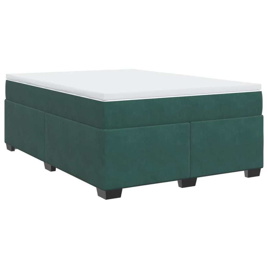 Boxspring met matras fluweel donkergroen 140x190 cm