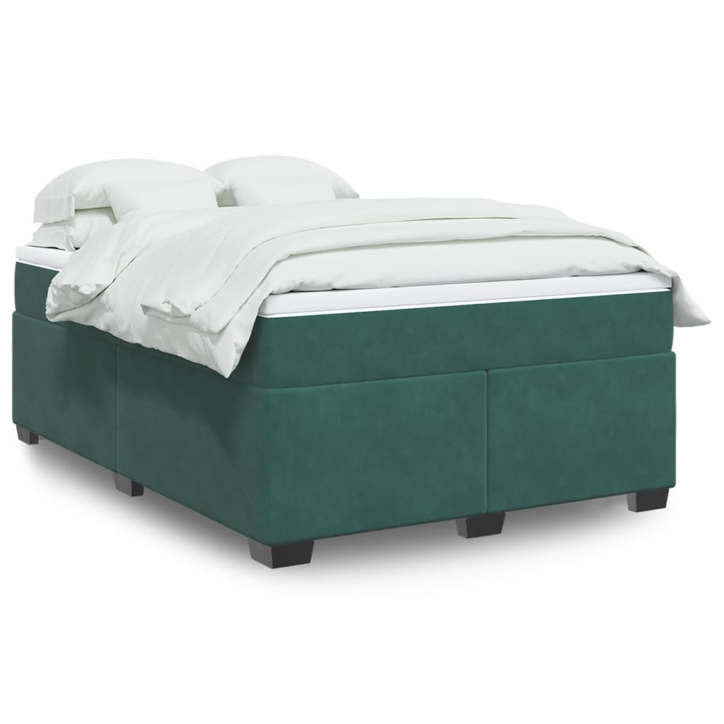 Boxspring met matras fluweel donkergroen 140x190 cm