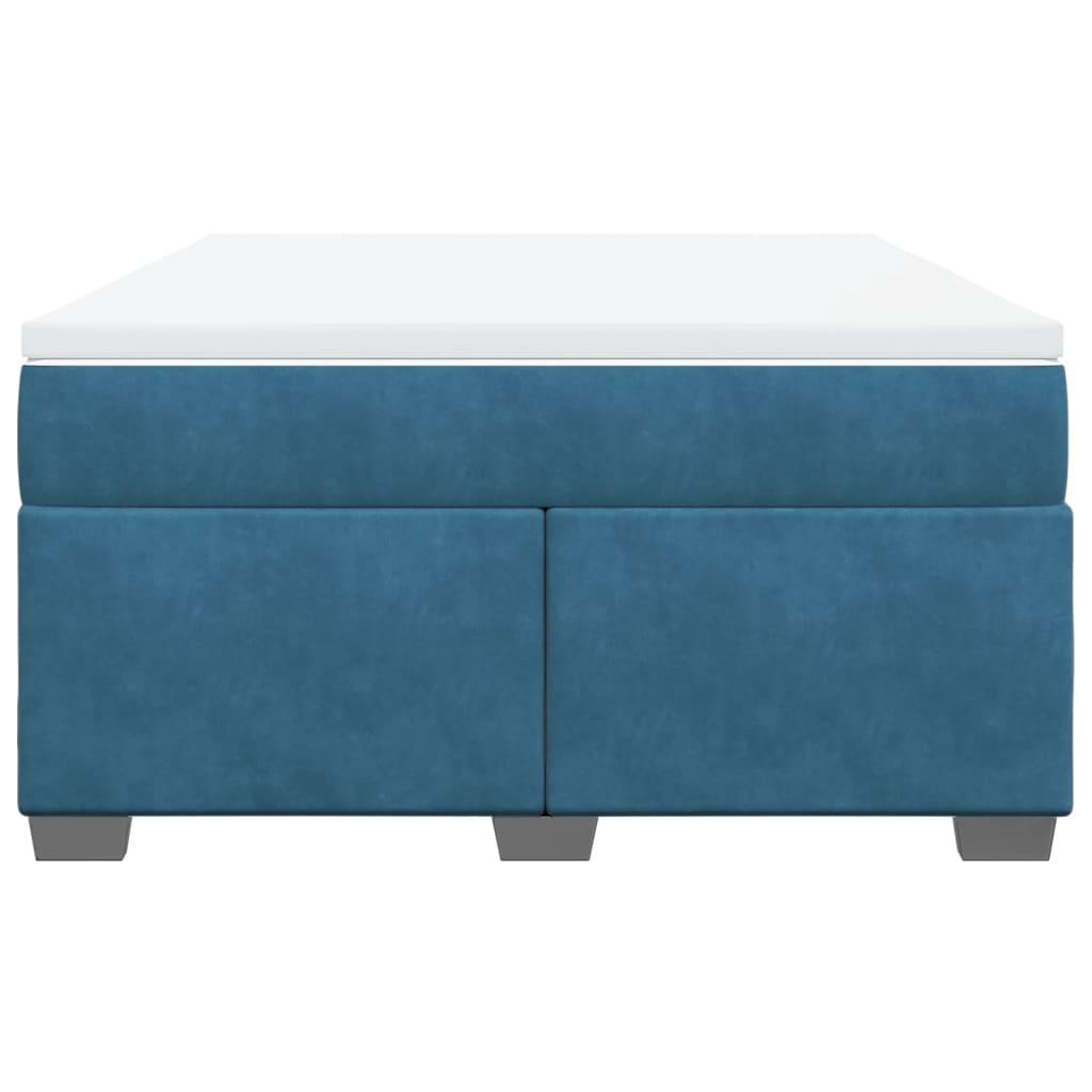 Boxspring met matras fluweel donkerblauw 140x190 cm