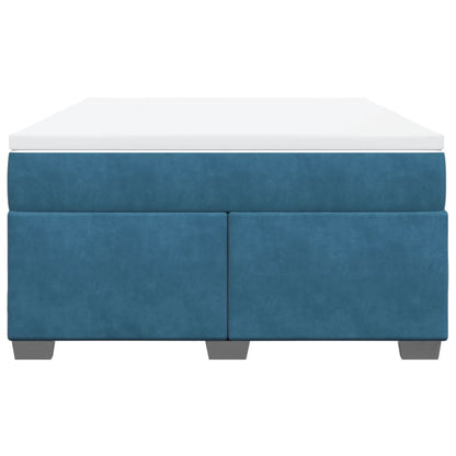Boxspring met matras fluweel donkerblauw 140x190 cm