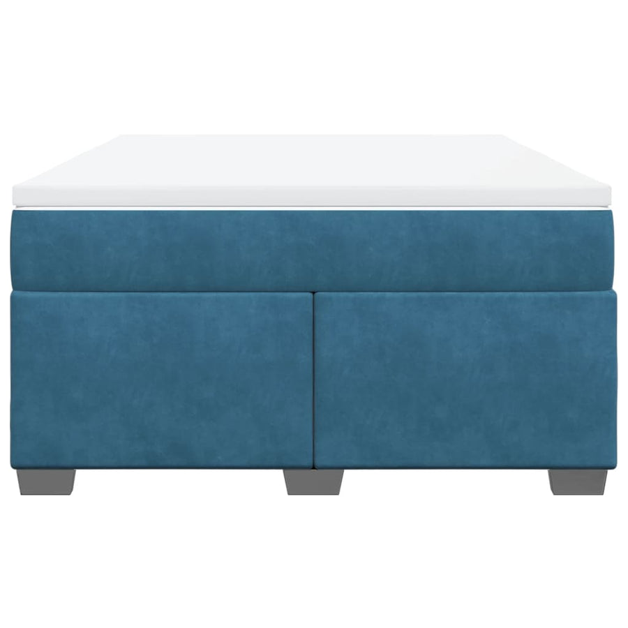 Boxspring met matras fluweel donkerblauw 140x190 cm