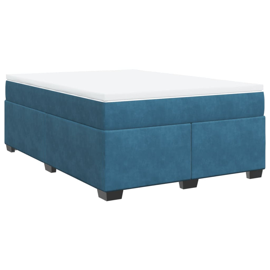 Boxspring met matras fluweel donkerblauw 140x190 cm