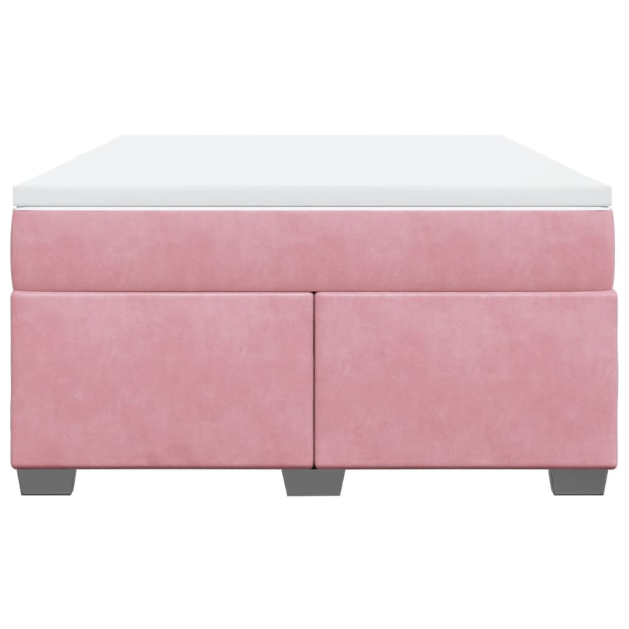 Boxspring met matras fluweel roze 140x190 cm