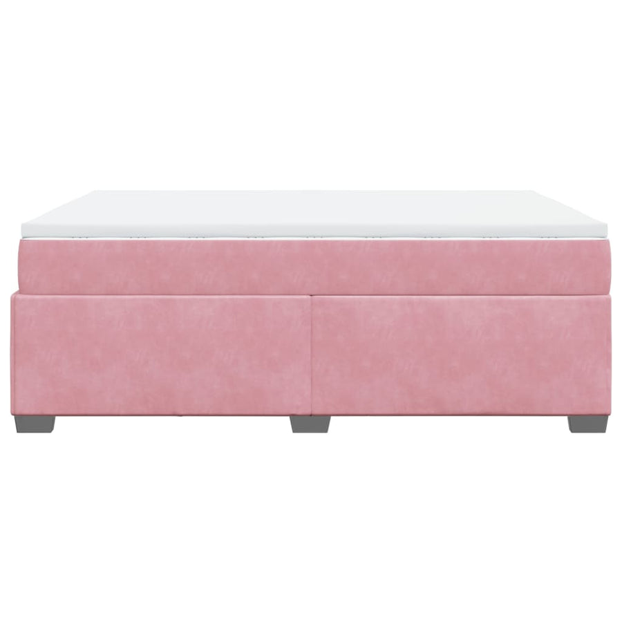 Boxspring met matras fluweel roze 140x190 cm