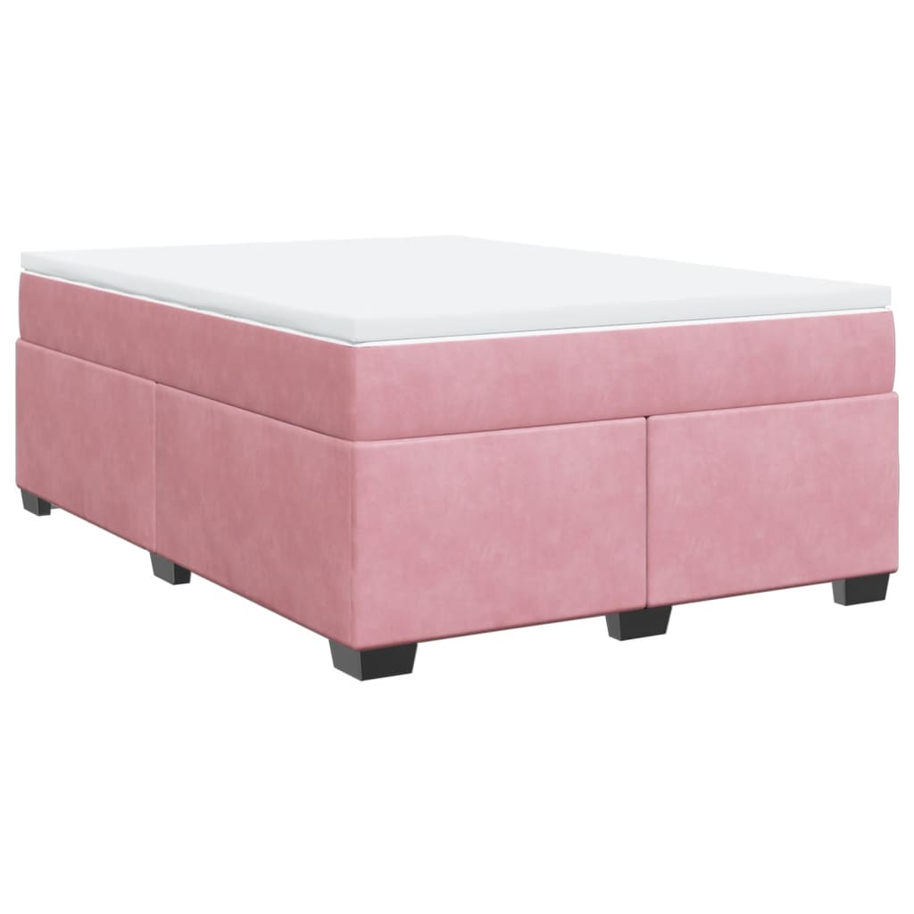 Boxspring met matras fluweel roze 140x190 cm