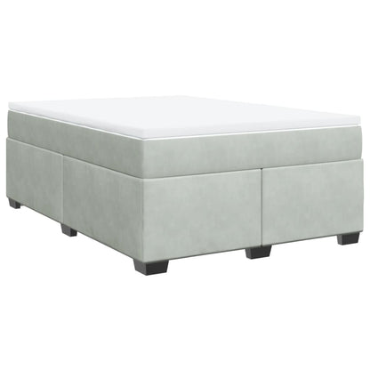 Boxspring met matras fluweel lichtgrijs 140x200 cm