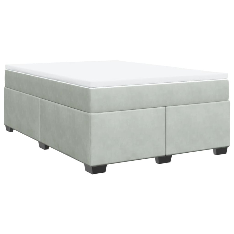 Boxspring met matras fluweel lichtgrijs 140x200 cm