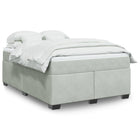 Boxspring met matras 140x200 cm lichtgrijs fluweel