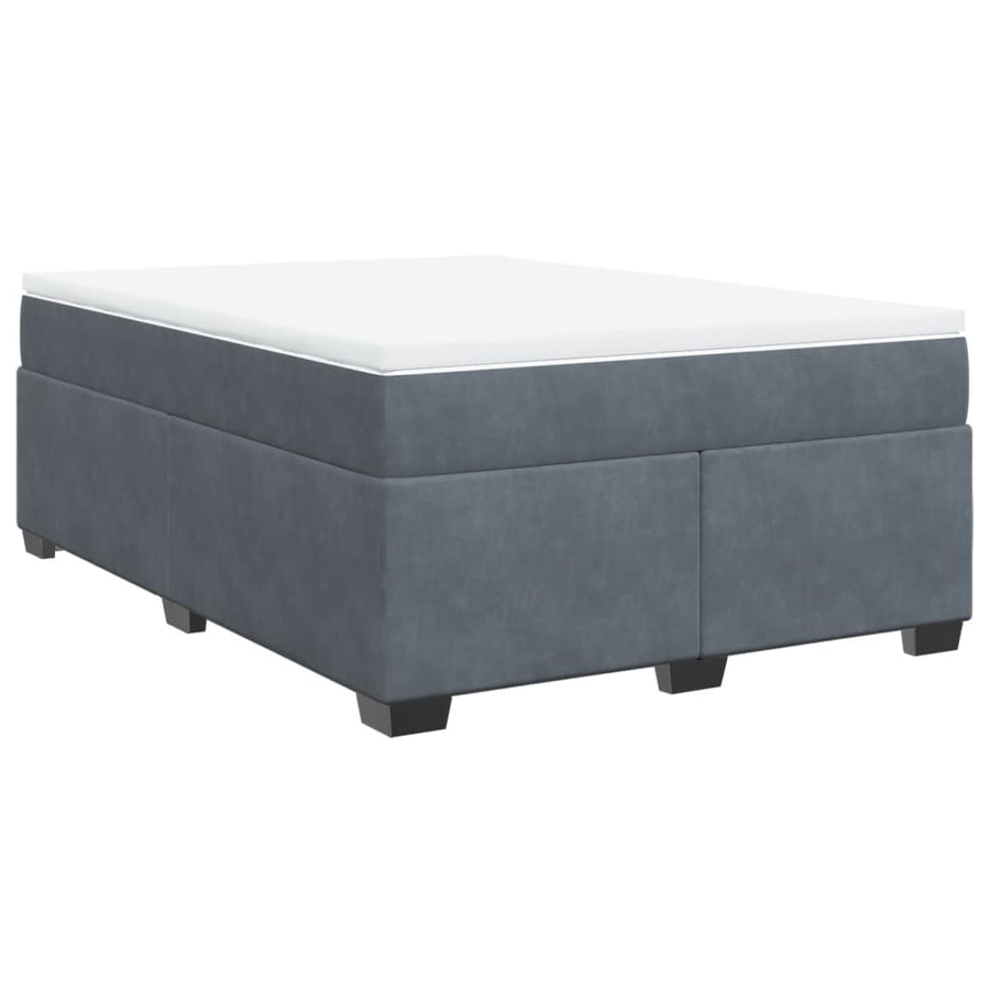 Boxspring met matras fluweel donkergrijs 140x200 cm