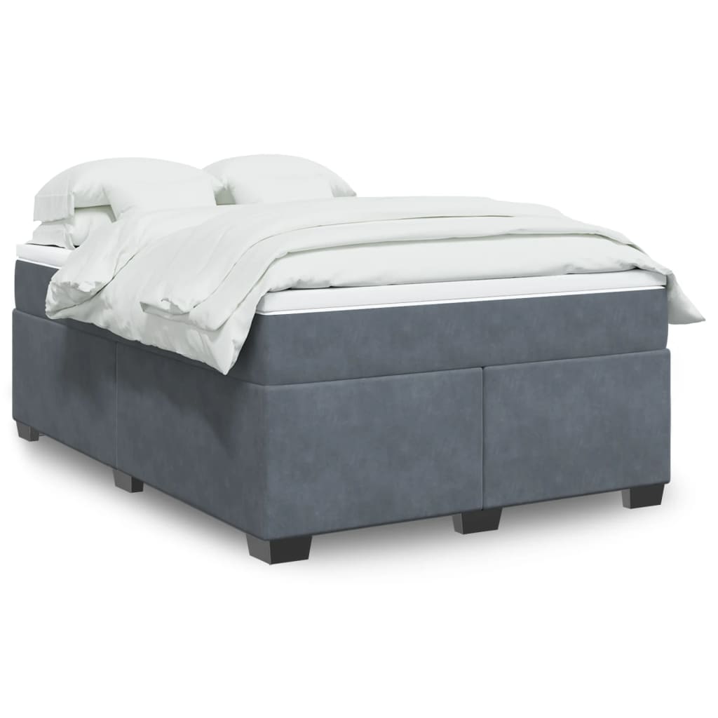 Boxspring met matras fluweel donkergrijs 140x200 cm