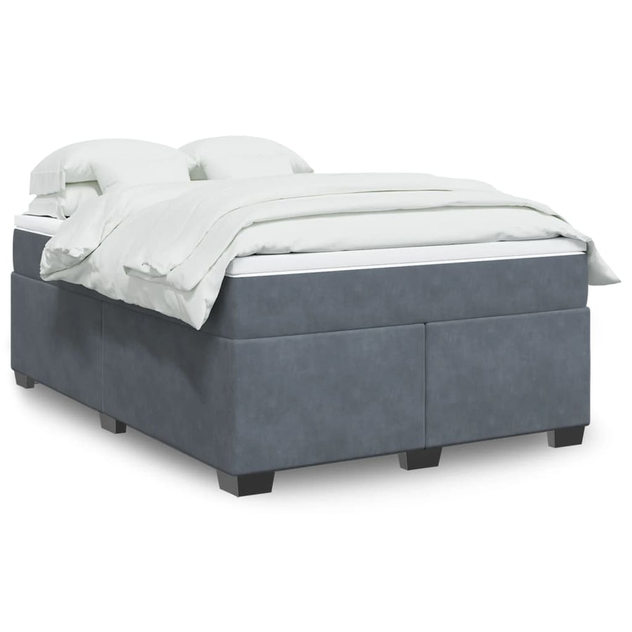 Boxspring met matras fluweel donkergrijs 140x200 cm