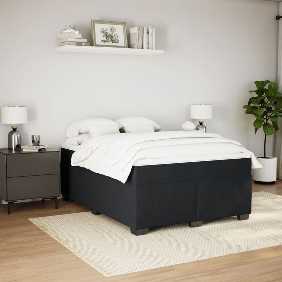 Boxspring met matras fluweel zwart 140x200 cm