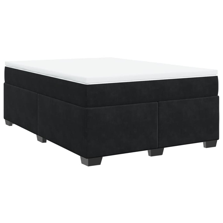 Boxspring met matras fluweel zwart 140x200 cm