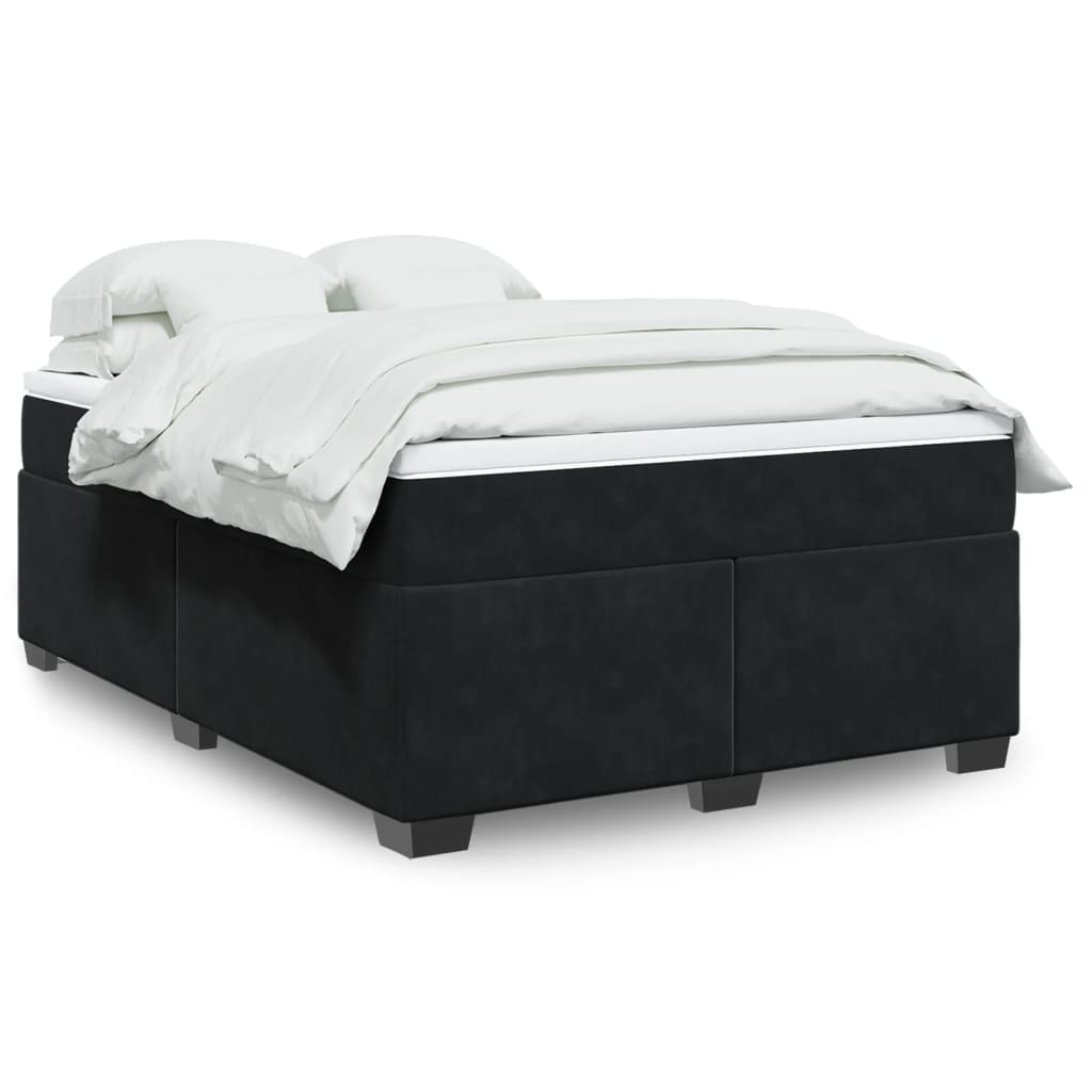 Boxspring met matras fluweel zwart 140x200 cm