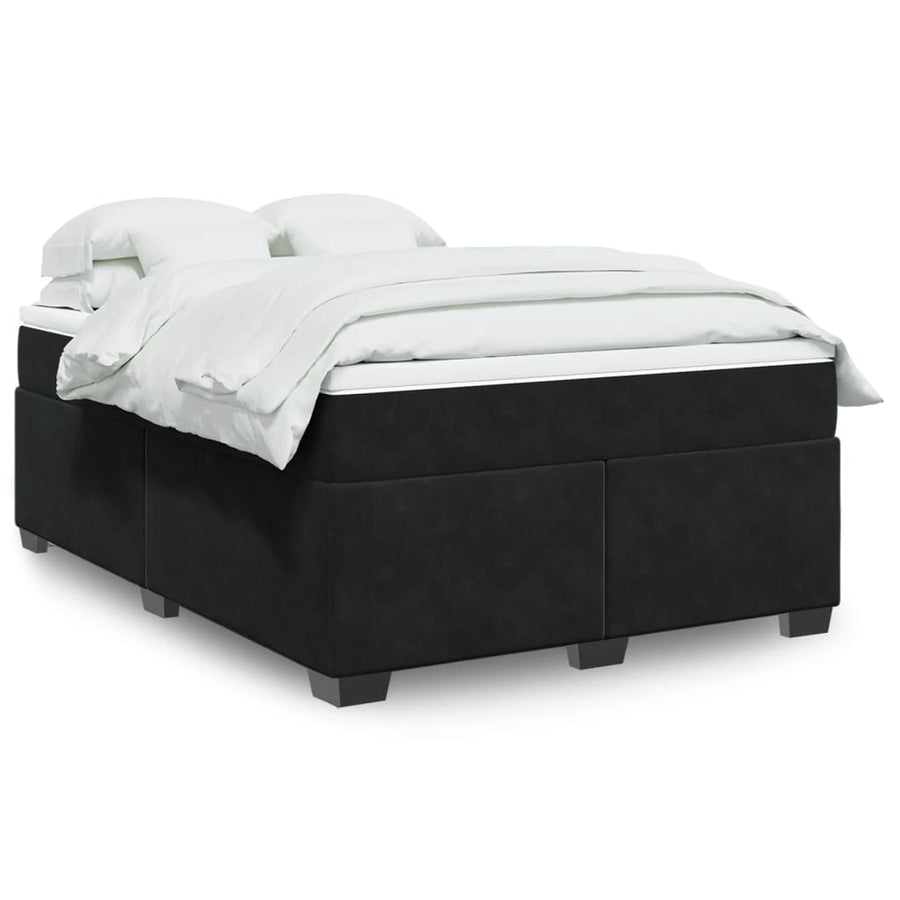 Boxspring met matras fluweel zwart 140x200 cm