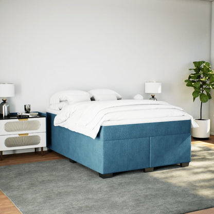 Boxspring met matras fluweel donkerblauw 140x200 cm