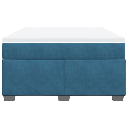 Boxspring met matras fluweel donkerblauw 140x200 cm