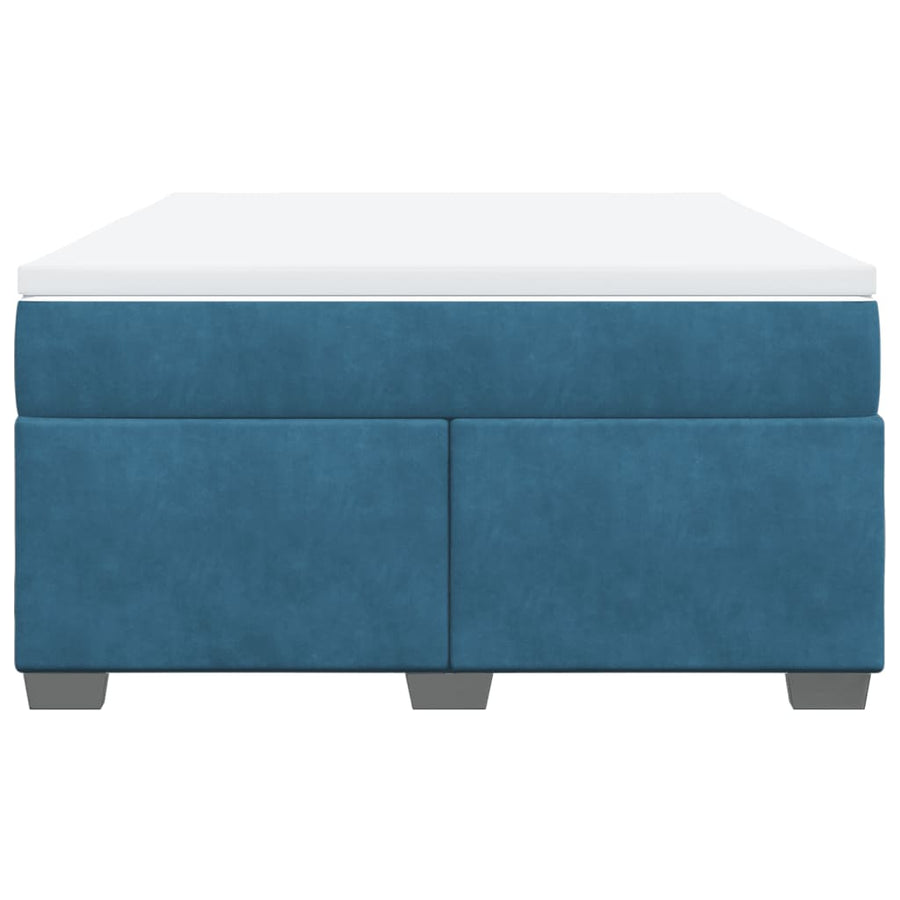 Boxspring met matras fluweel donkerblauw 140x200 cm