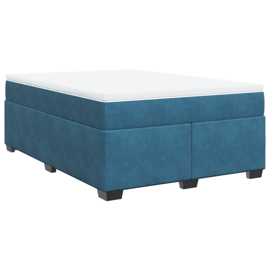Boxspring met matras fluweel donkerblauw 140x200 cm