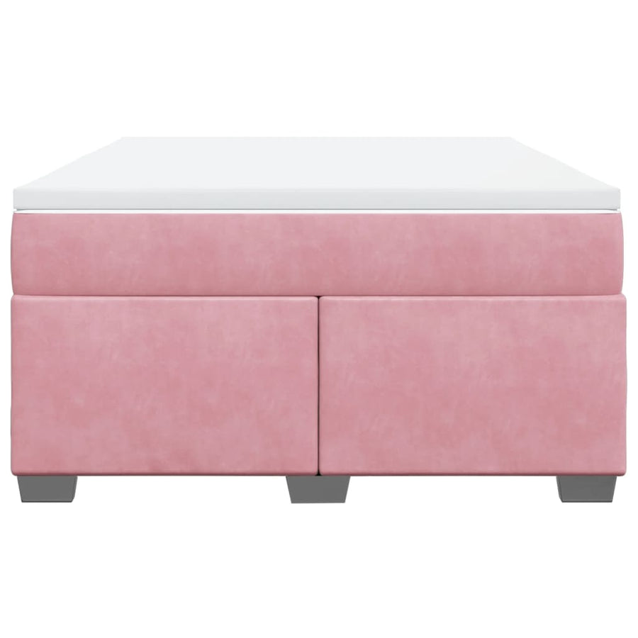 Boxspring met matras fluweel roze 140x200 cm