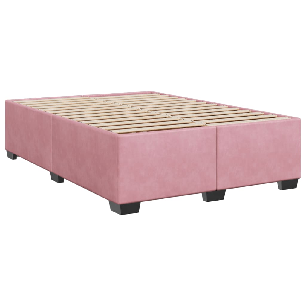 Boxspring met matras fluweel roze 140x200 cm