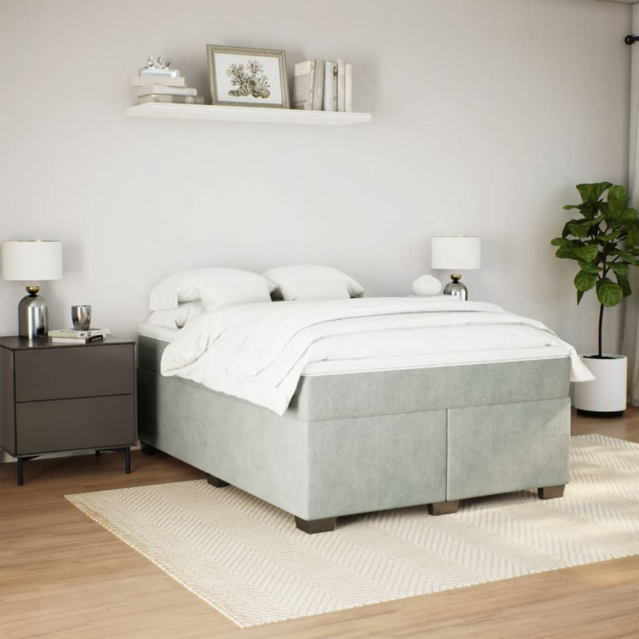 Boxspring met matras fluweel lichtgrijs 160x200 cm