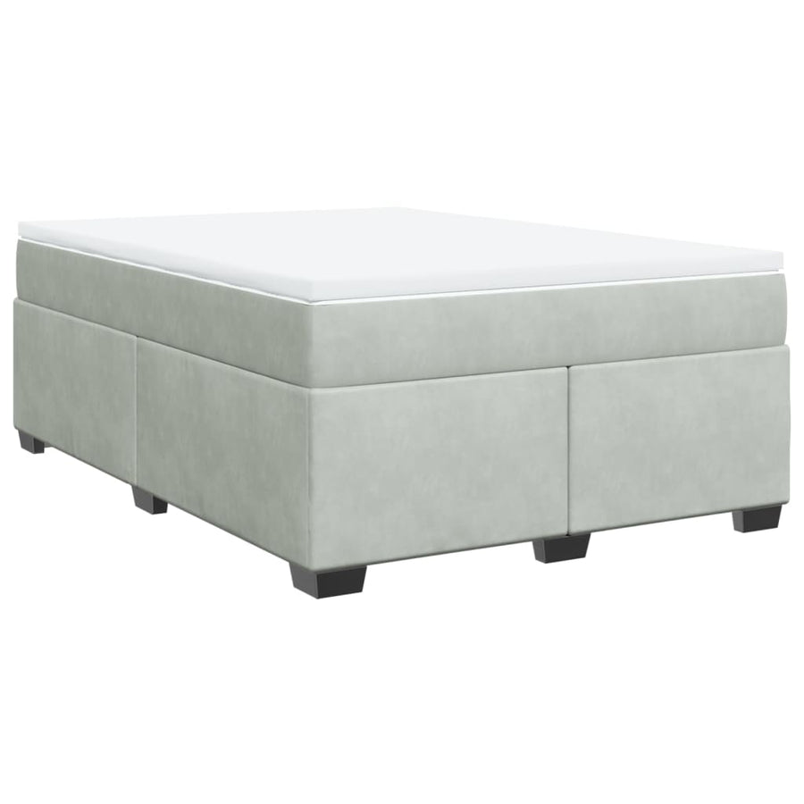 Boxspring met matras fluweel lichtgrijs 160x200 cm