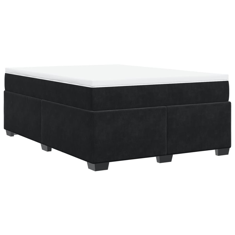 Boxspring met matras fluweel zwart 160x200 cm